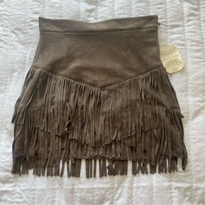 Dark green fringe skirt